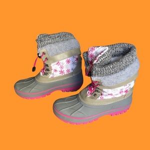 Snow boots pink/grey faux fur